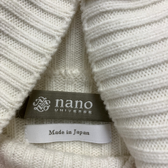 Nano Universe Long Sleeve Turtleneck Ribbed Knit Pullover Sweater White Sz Small - Picture 2 of 9